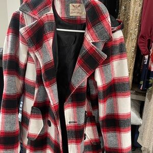 Faded Glory Plaid Red and Black Women's Coat